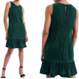 J Crew Green Velvet Velour Ruffle Hem Sleeveless
Holiday Cocktail Dress